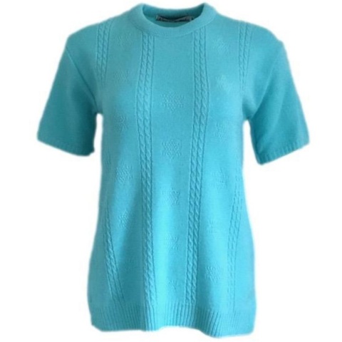 Pure and Natural Turquoise Short Sleeve Jumper